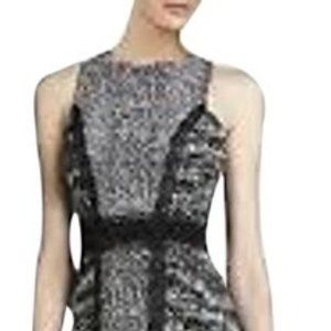 BCBGMaxAzria Black White Asymmetric High Low Formal Dress